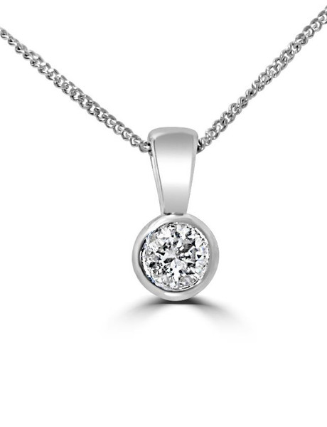 Round White Gold Bezet Set Diamond Necklace Chain