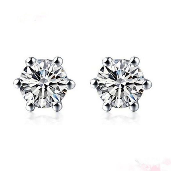 Diamond Solitaire Earrings Studs For Women Set In Platinum (Platinum, 0.50)