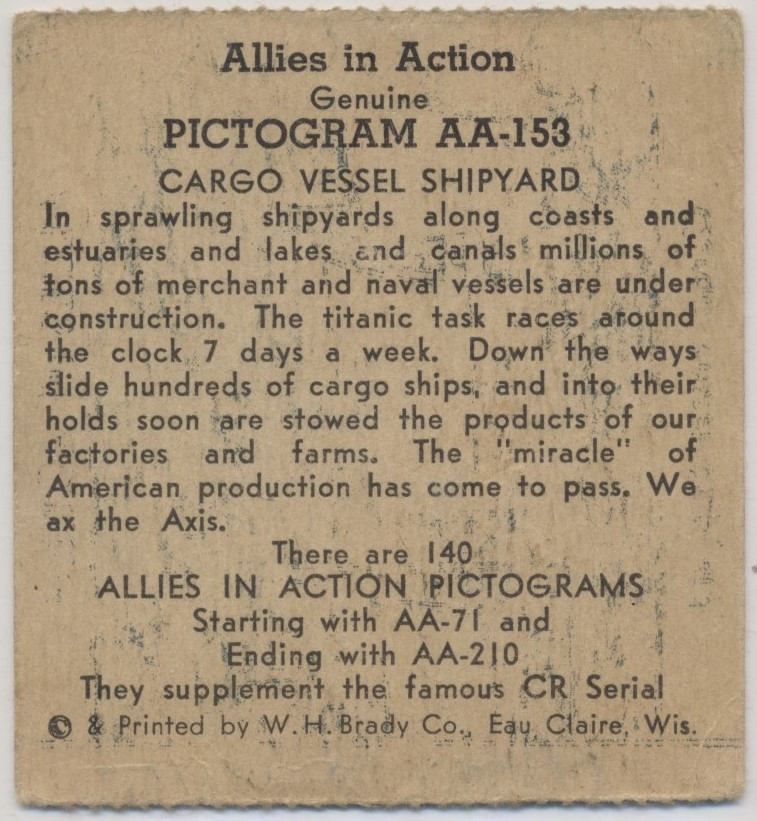 1940's W H Brady Co R11 Allies In Action 28/105  #*sku37510