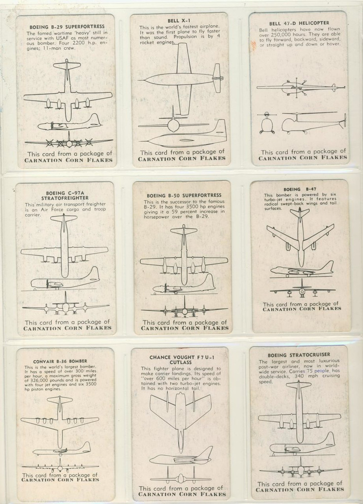 1952 Carnation Corn Flakes F270-1 Aircraft Recognition Set 42   #*