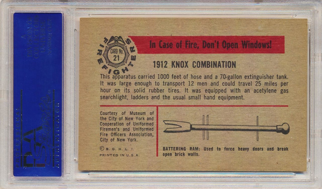 1953 Firefighters  #21   1912 Knox Combination  PSA 7 NM  #*