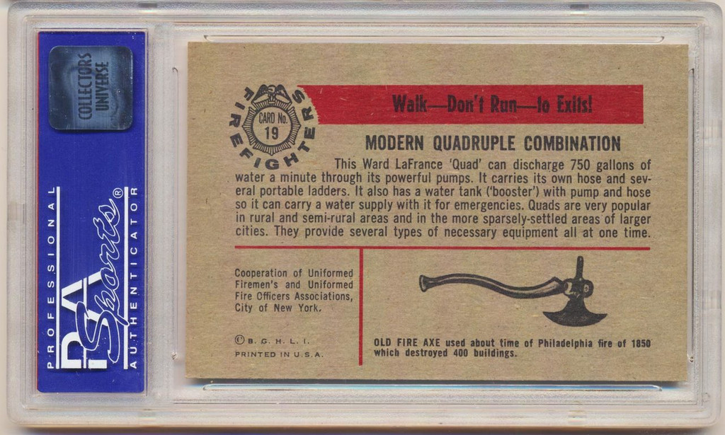 1953 Firefighters  #19  Modern Quadruple Combination  PSA 7  NM  #*