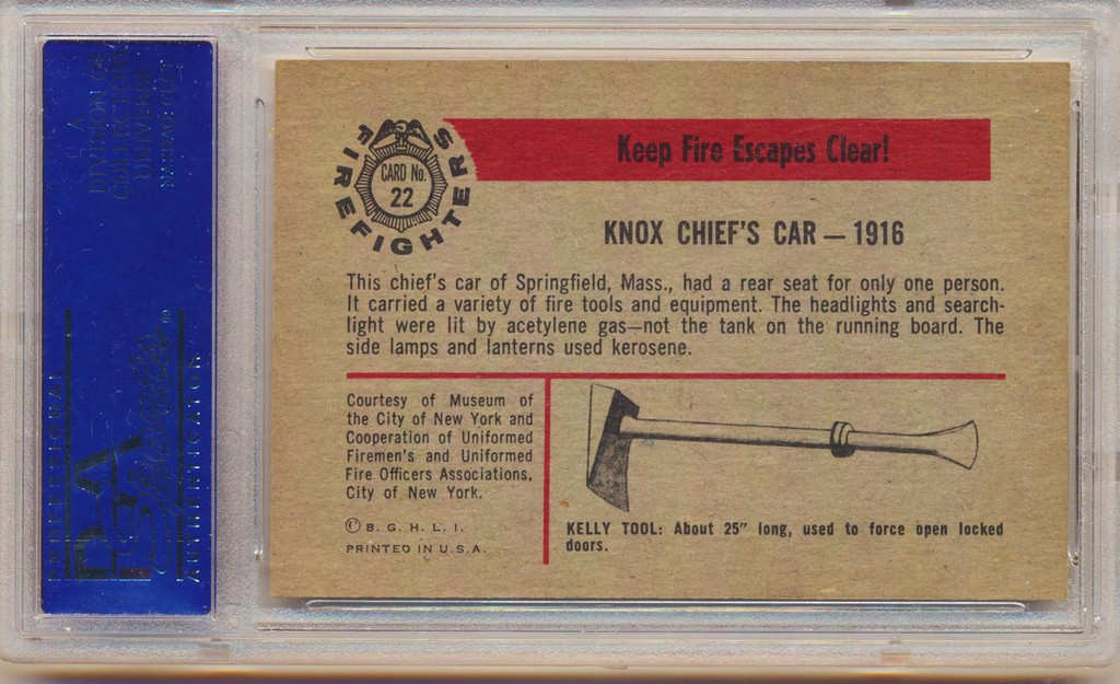 1953 Firefighters  #22  Knox Chief Car  1916  PSA 6 EX-MT  #*