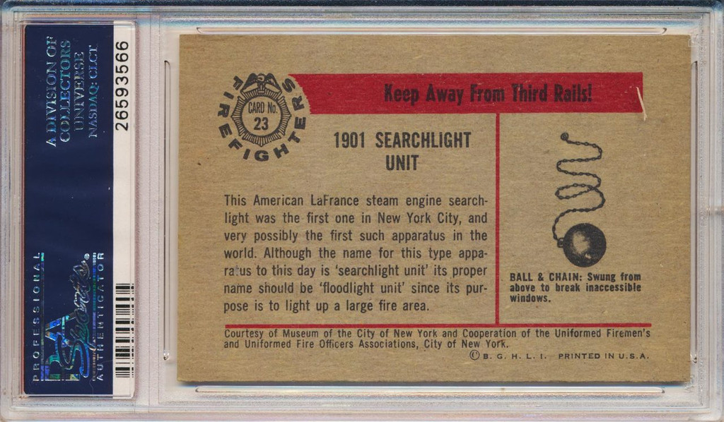 1953 Firefighters  #23   1901 Searchlight Unit  PSA 6 EX-MT  #*