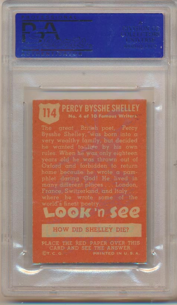 1952 LOOK 'N SEE #114 PERCY SHELLEY PSA 6 EX-MT   #*