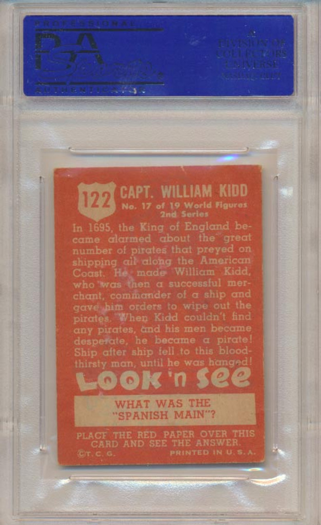 1952 LOOK 'N SEE #122 CAPT. WILLIAM KIDD PSA 5 EX   #*