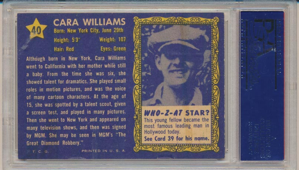 1953 WHO-Z-AT STAR? #40 CARA WILLIAMS  PSA 4 VG-EX   #*