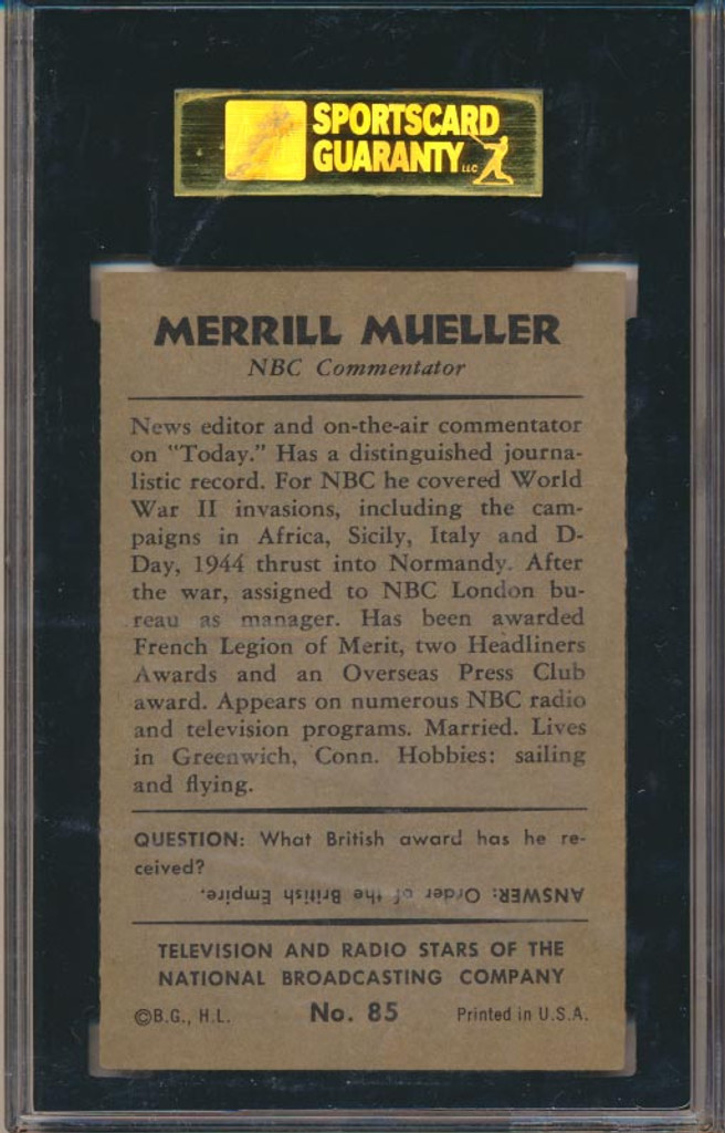 1953 TV & Radio NBC #85 Merrill Mueller  SGC 84 NM 7   #*