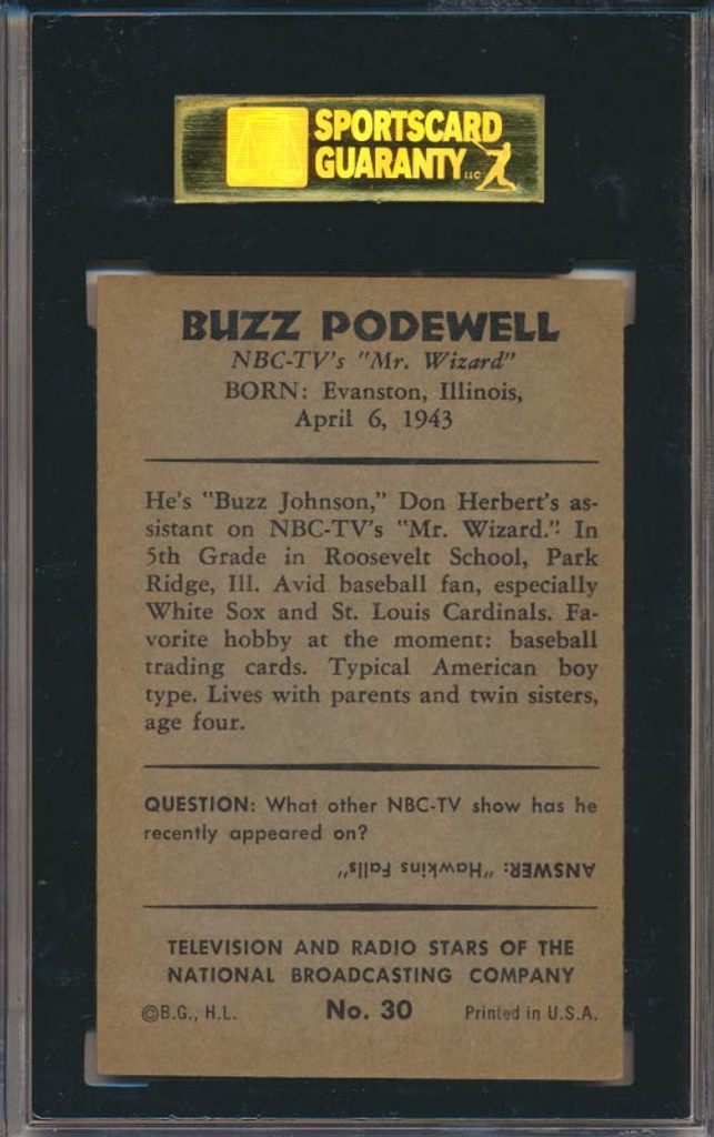 1953 TV & Radio NBC #30 Buzz Podewell  SGC 86 NM+ 7.5   #*