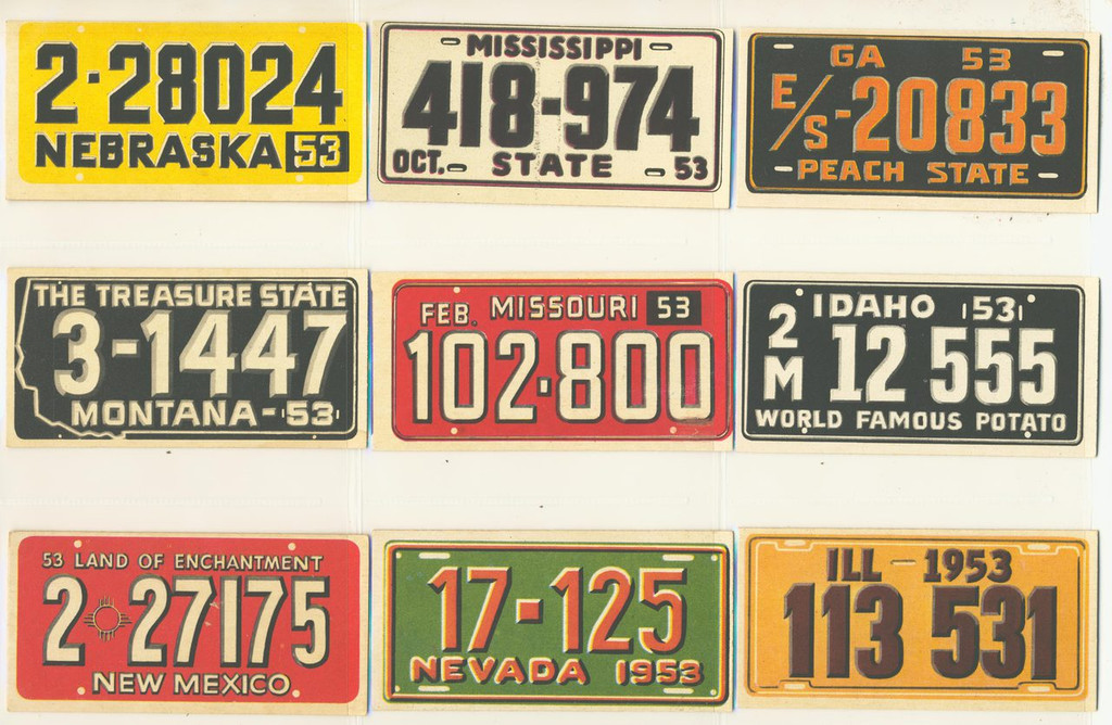 1953 TOPPS LICENSE PLATES SET 75   #*sku21070