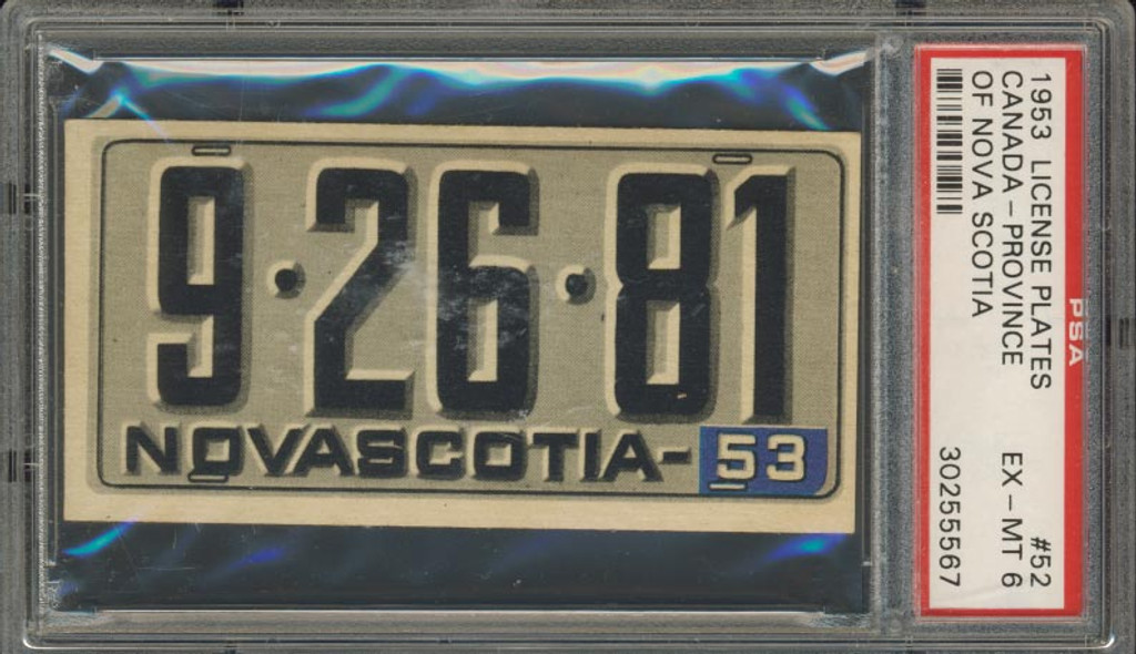 1953 License Plates #52 Nova Scotia, Canada PSA 6 EX-MT  #*
