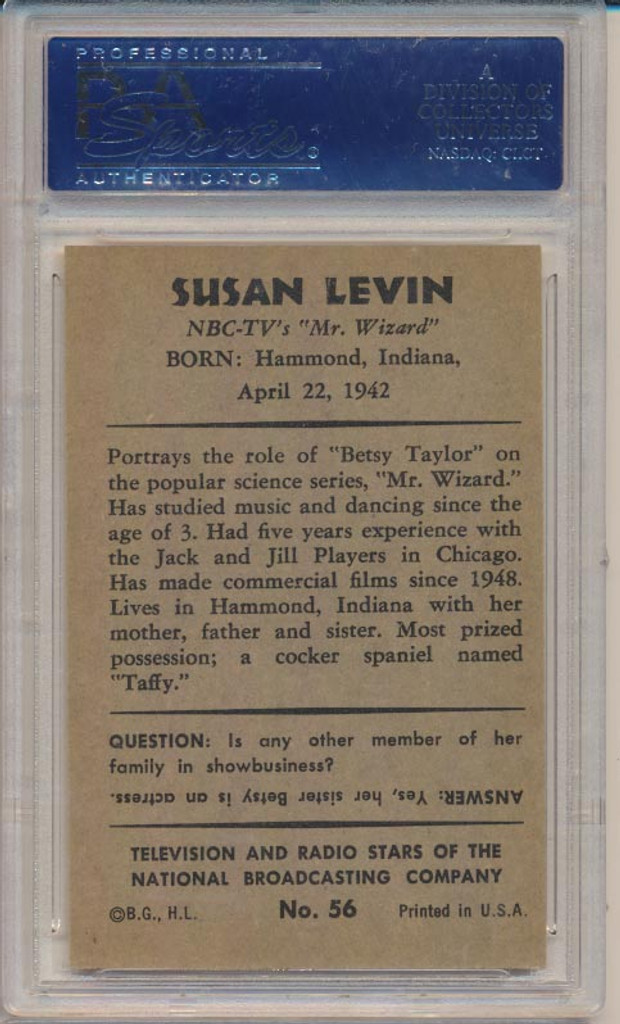 1953 TV & RADIO NBC #56 SUSAN LEVIN PSA 8 NM-MT   #*