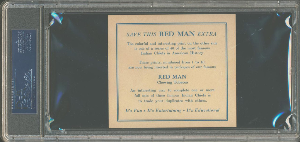 1954  RED MAN AMERICAN INDIAN CHIEFS T129 #7 JOHN YELLOW FLOWER PSA 6 EX-MT  #*