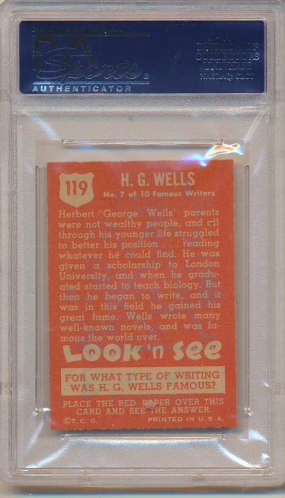 1952 LOOK 'N SEE #119 H.G. WELLS PSA 7 NM   #*