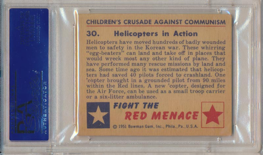 1951 RED MENACE #30 HELICOPTER IN ACTION  PSA 5 EX TAN BACK  #*