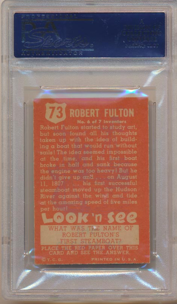 1952 Look 'N See #73 Robert Fulton PSA 6 EX-MT  #*#