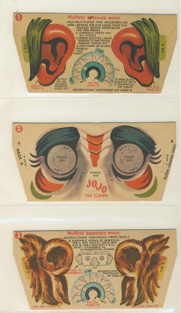 1952 F279-b Circus Masks Muffets Circus Punch-Out Masks Set 20   #*