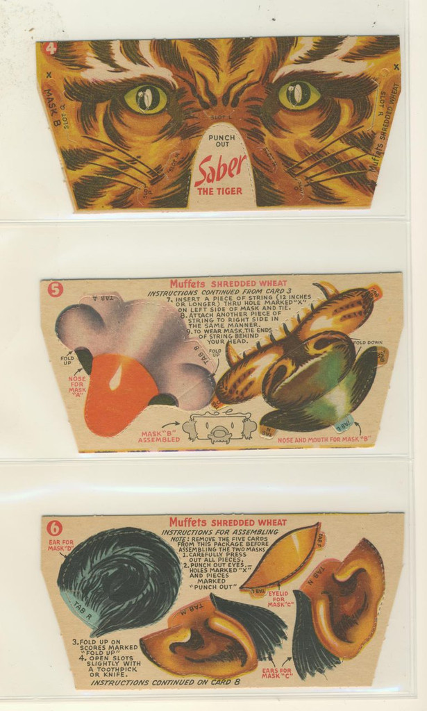 1952 F279-b Circus Masks Muffets Circus Punch-Out Masks Set 20   #*