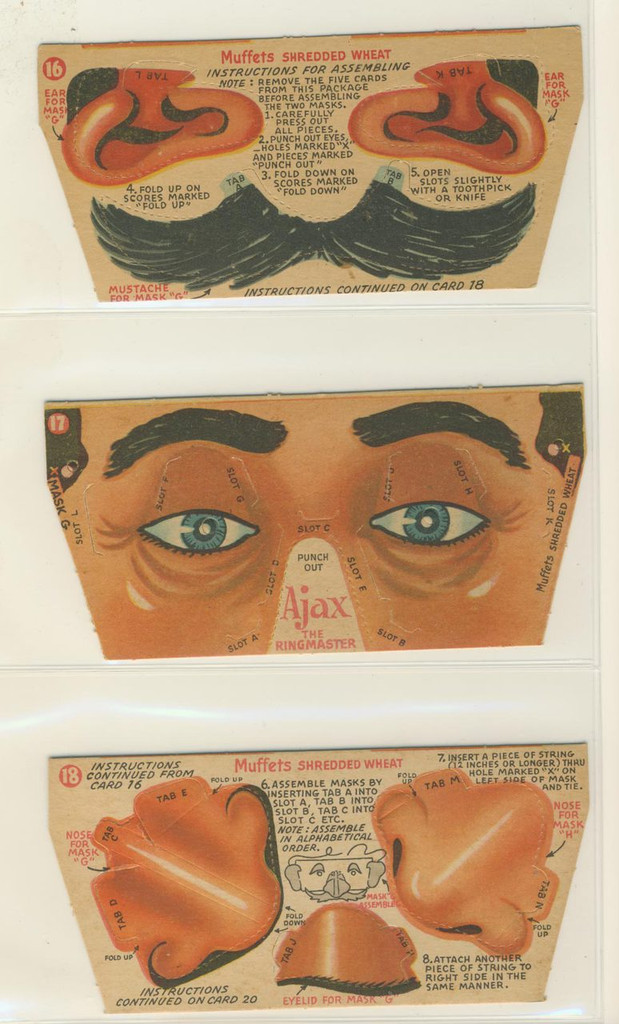 1952 F279-b Circus Masks Muffets Circus Punch-Out Masks Set 20   #*