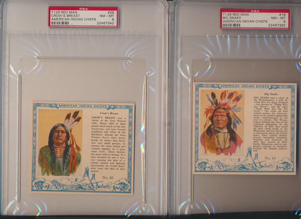 1954 Red Man Tobacco T129 American Indians Chiefs Set 40 PSA Graded  GPA 7.00 NM  #*