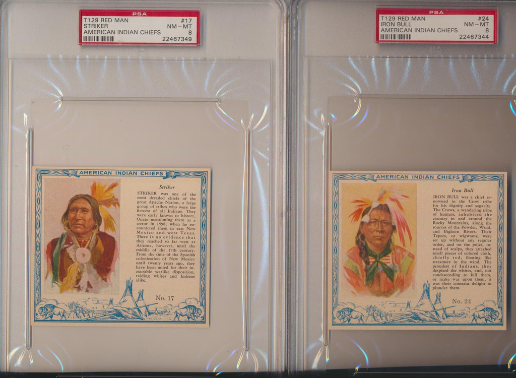 1954 Red Man Tobacco T129 American Indians Chiefs Set 40 PSA Graded  GPA 7.00 NM  #*