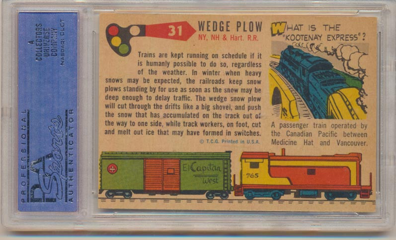 1955 RAILS & SAILS  #31  WEDGE SNOW PLOW PSA 8 NM-MT  #*