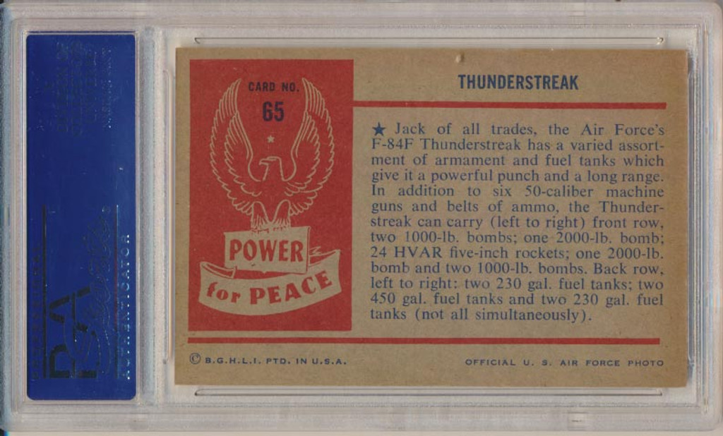 1954 Power For Peace #65 Thunderstreak PSA 8 NM-MT   #*