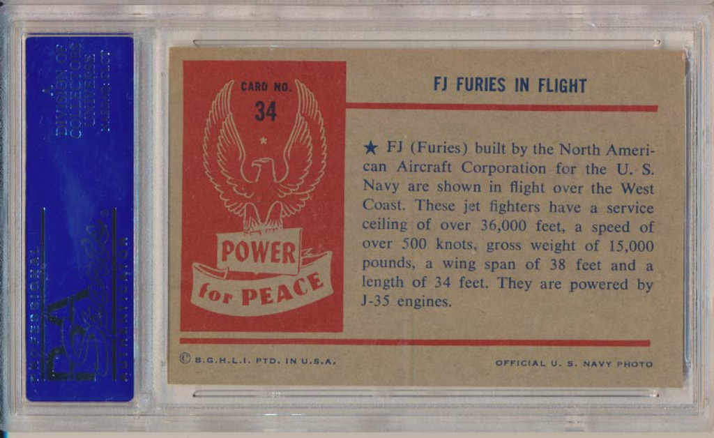 1954 Power For Peace #34 FJ Furies In Flight  PSA 7 NM   #*