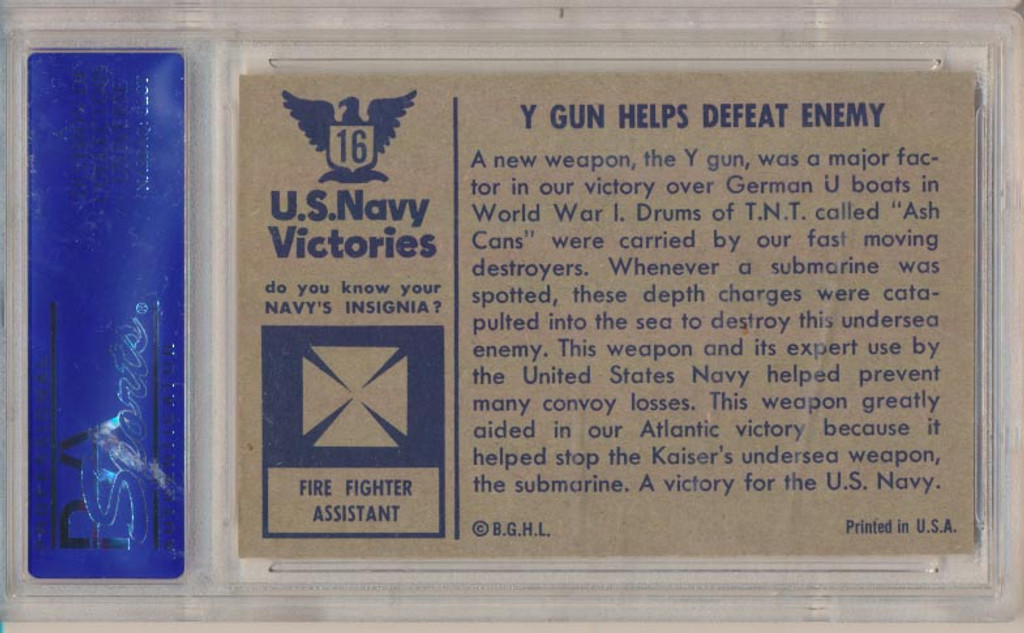 1954 U.S. NAVAL VICTORIES #16 Y GUN HELPS... PSA 5 EX   #*