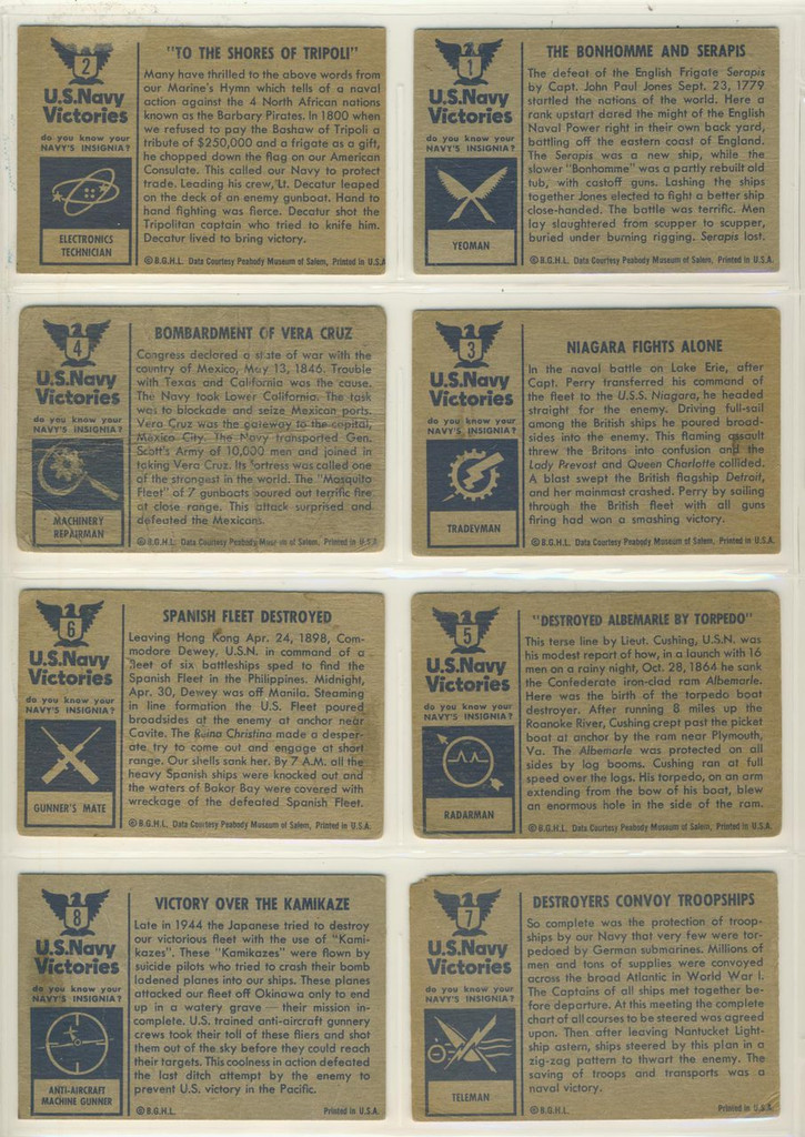 1954 Bowman U.S. Naval Victories Set (48) #3 Set Low Grade   #*