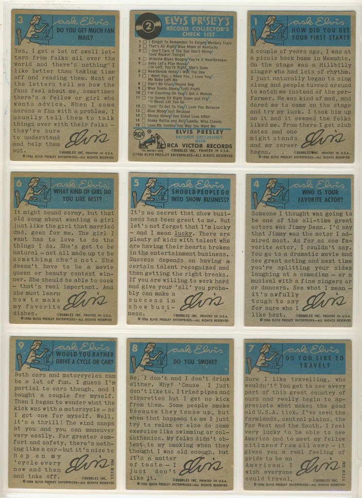 1956 (Topps) Bubbles Inc. Elvis Set (66) Cards   #*#sku1005