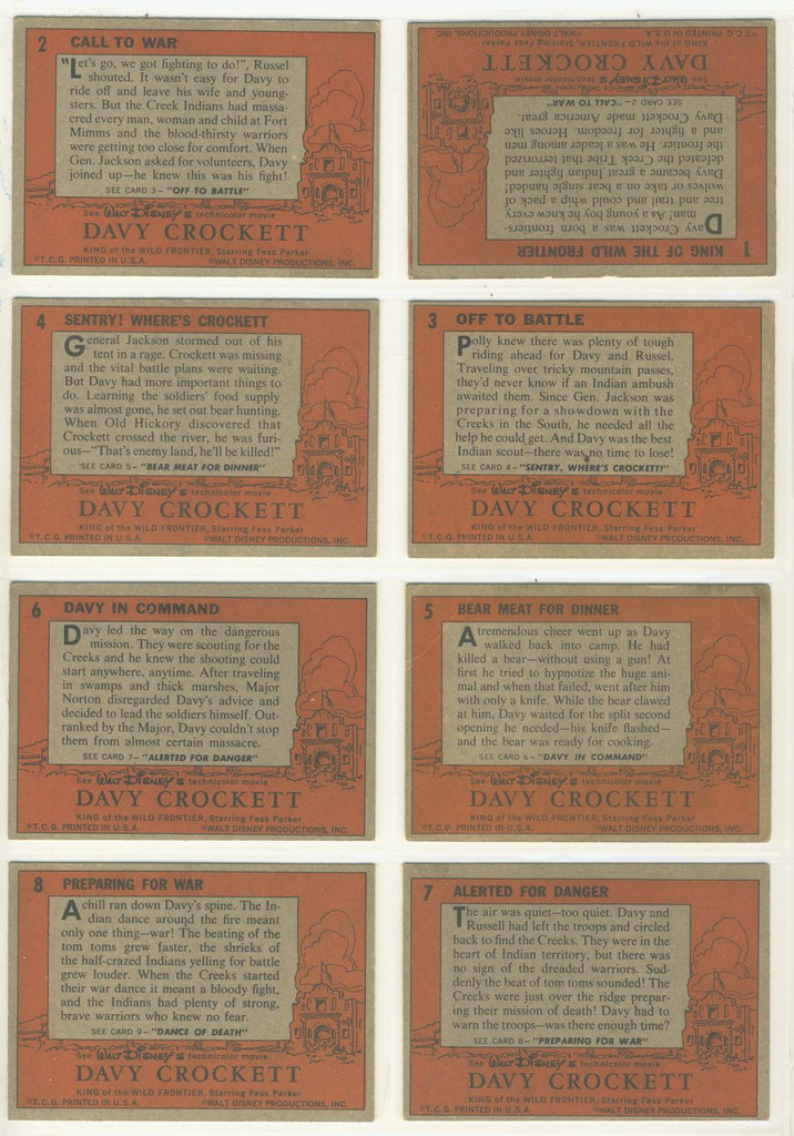 1956 Topps Davy Crockett (Orange Back) Set (80) Set #2   #*sku1396