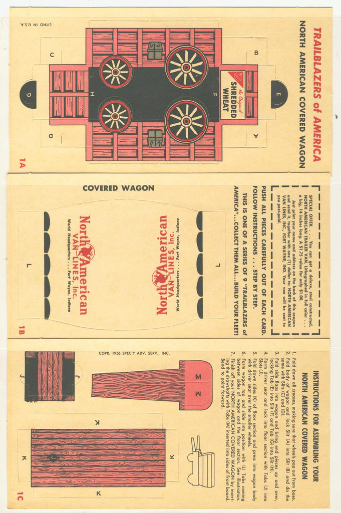 1956 Nabisco F279-19 Trailblazers Of America North American Van Lines  Lot 12 of 27  #*sku1486