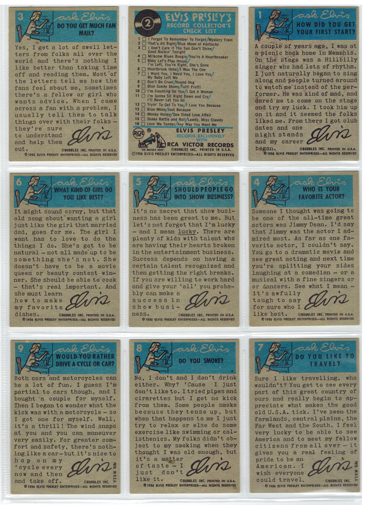 1956 (Topps) Bubbles Inc. Elvis Set (66) Cards   #*sku33046 #1 Set