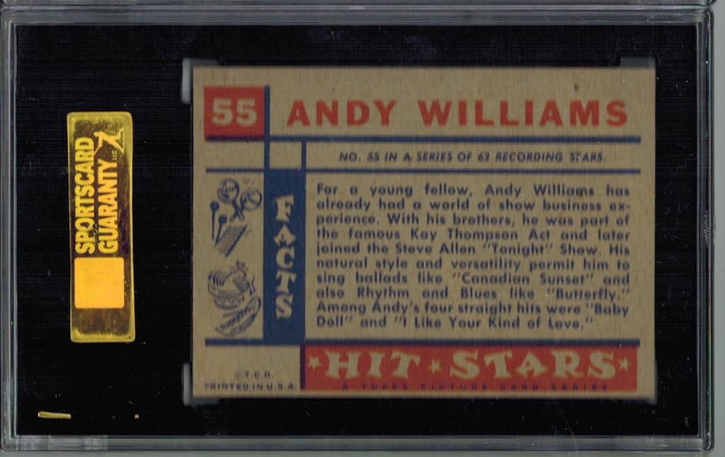 1957 Hit Stars  #55  Andy Williams  SGC  80   EX/NM  6   #*