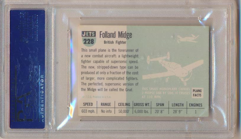 1956 Jets #228 Folland Midge... PSA 8 NM-MT   #*sku15486