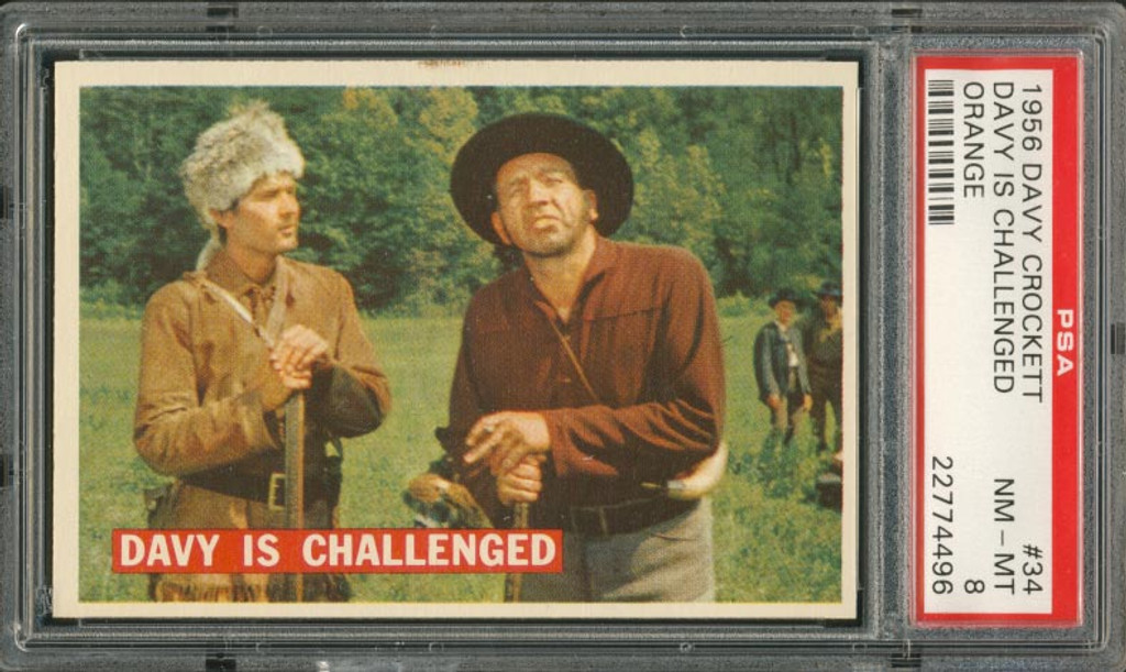 1956  Davy Crockett (Orange) #34  Davy Is Challenged  PSA 8 NM-MT  #*