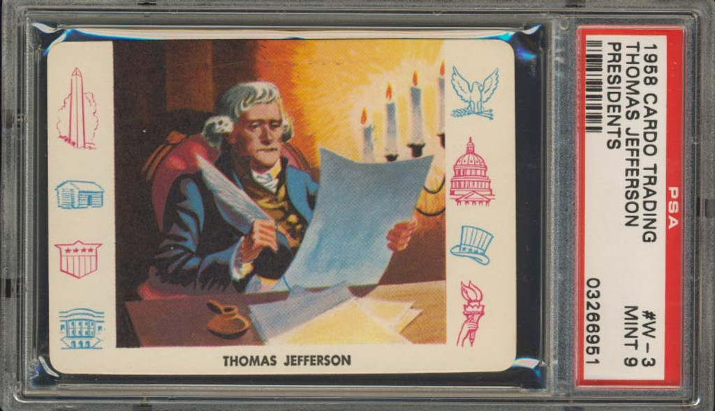 1958 CARDO TRADING #W-3 THOMAS JEFFERSON PSA 9 MINT   #*