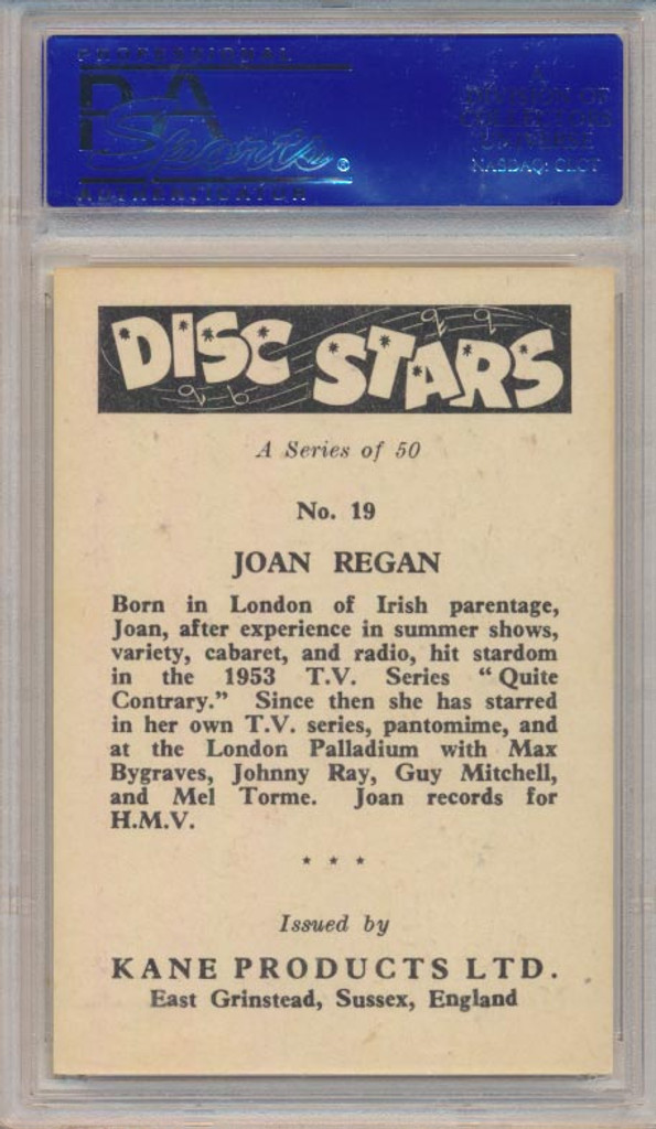 1959 KANE PRODUCTS #19 JOAN REGAN PSA 8 NM-MT   #*