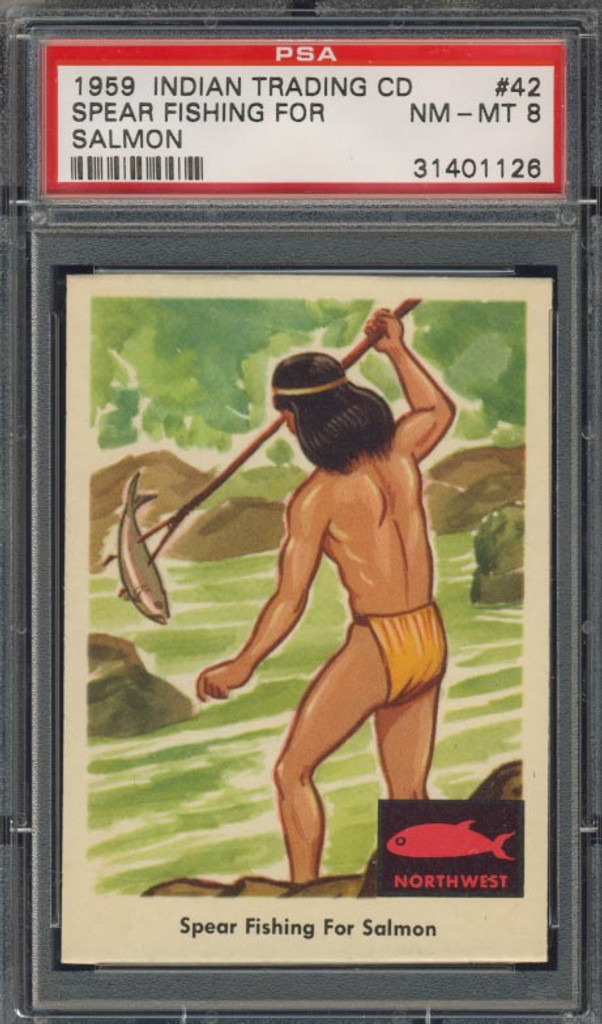 1959 INDIAN'S #42 SPEAR FISHING FOR SALMON  PSA 8 NM-MT   #*