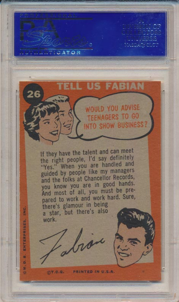 1959 Fabian #26 Recording Session PSA 8 NM-MT  #*