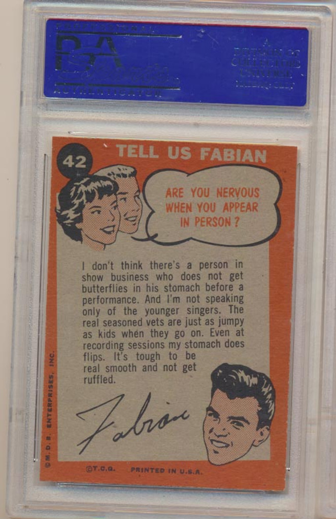 1959 Fabian #42 The Famous Smile PSA 7 NM  #*