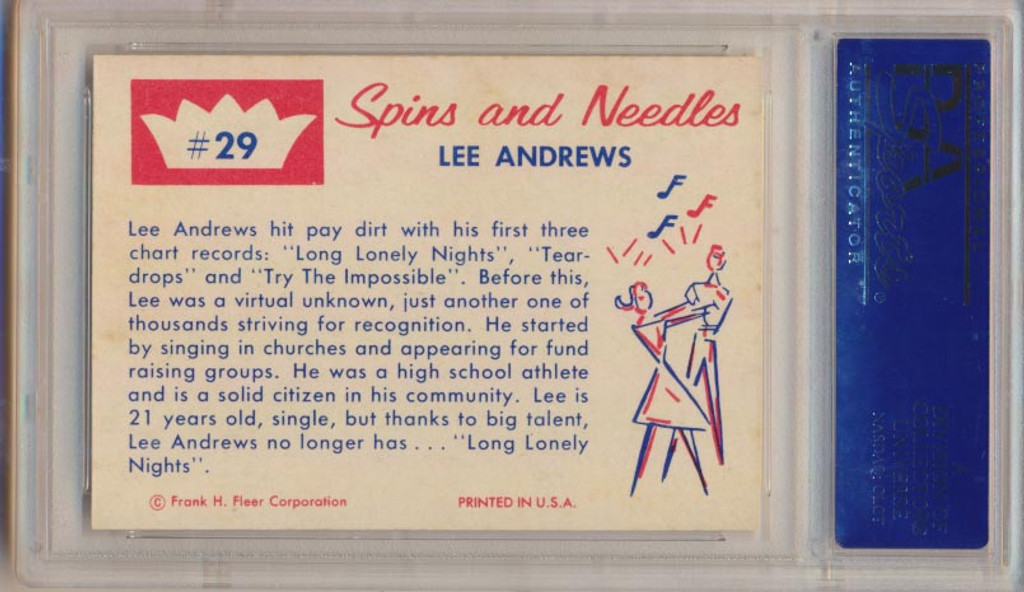 1960 SPINS & NEEDLES #29 LEE ANDREWS PSA 8 NM-MT  #*