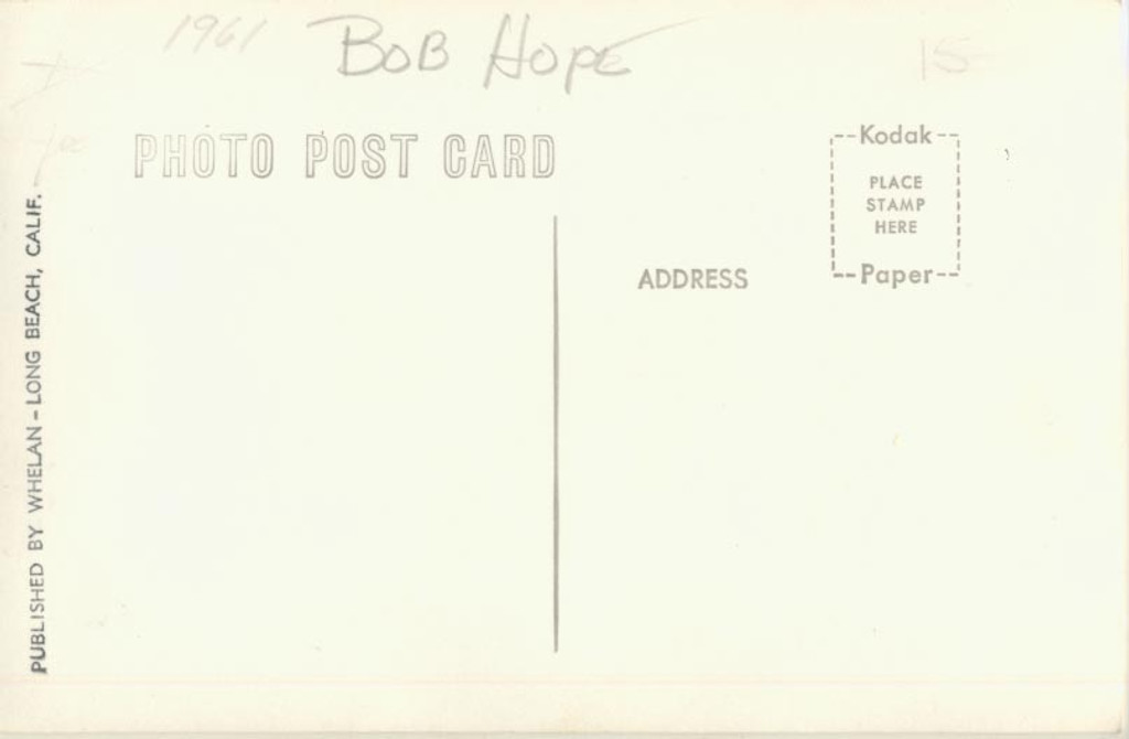 1961 Bob Hope Photo Post Card  #*