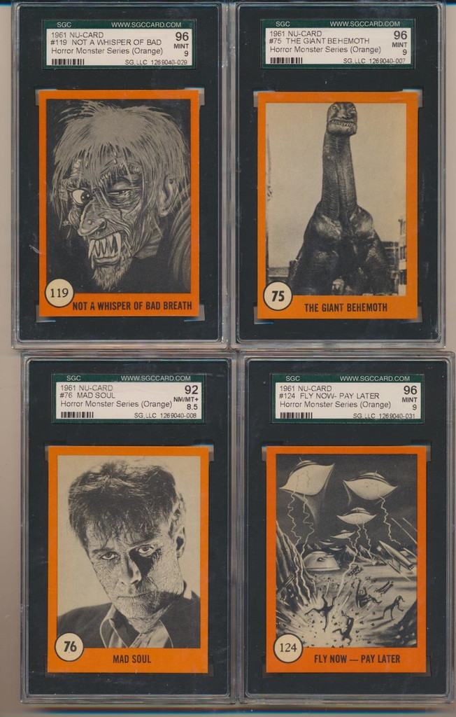 1961 Nu-Cards Horror Monster Series Orange Set 80 SGC Graded GPA 77.38  #*