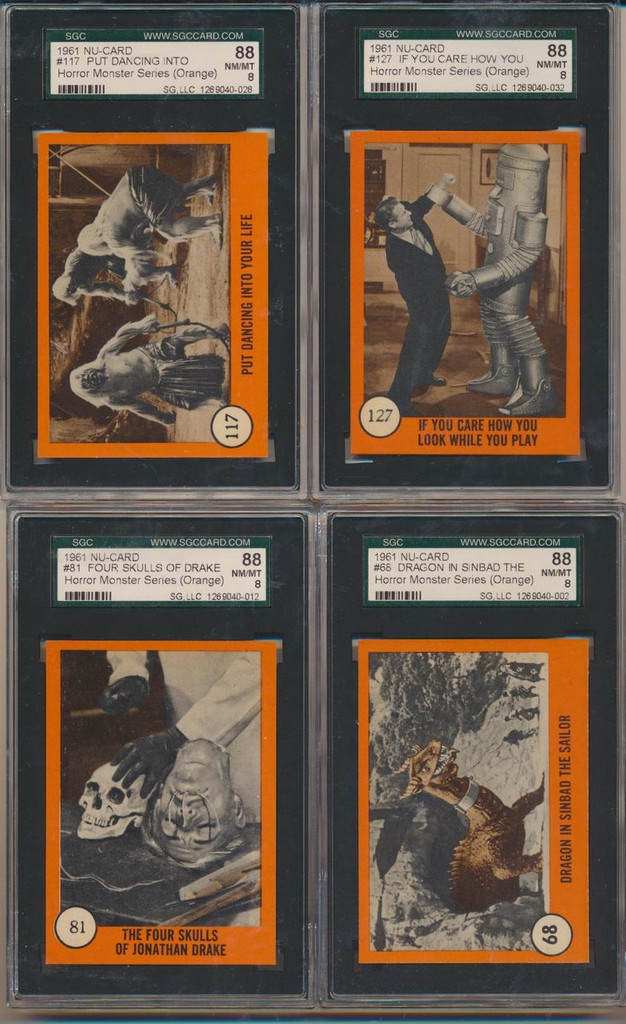 1961 Nu-Cards Horror Monster Series Orange Set 80 SGC Graded GPA 77.38  #*