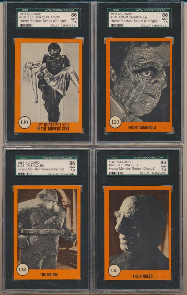 1961 Nu-Cards Horror Monster Series Orange Set 80 SGC Graded GPA 77.38  #*