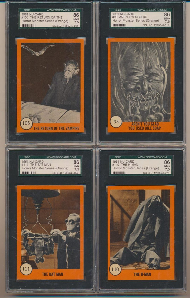 1961 Nu-Cards Horror Monster Series Orange Set 80 SGC Graded GPA 77.38  #*