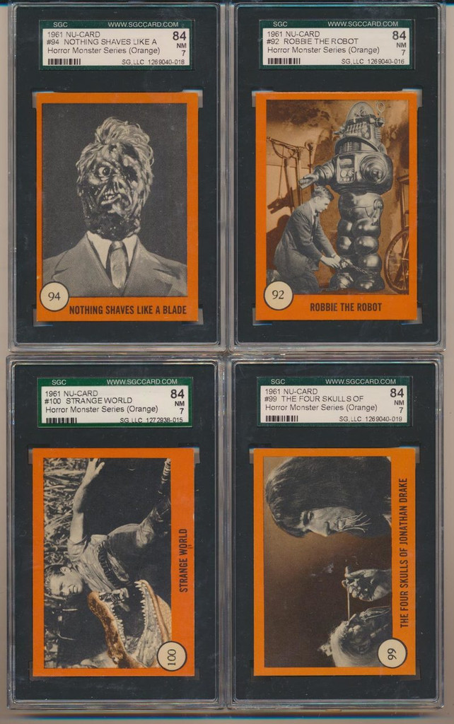 1961 Nu-Cards Horror Monster Series Orange Set 80 SGC Graded GPA 77.38  #*