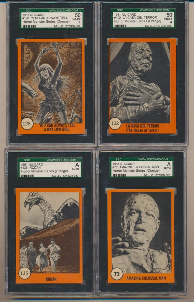 1961 Nu-Cards Horror Monster Series Orange Set 80 SGC Graded GPA